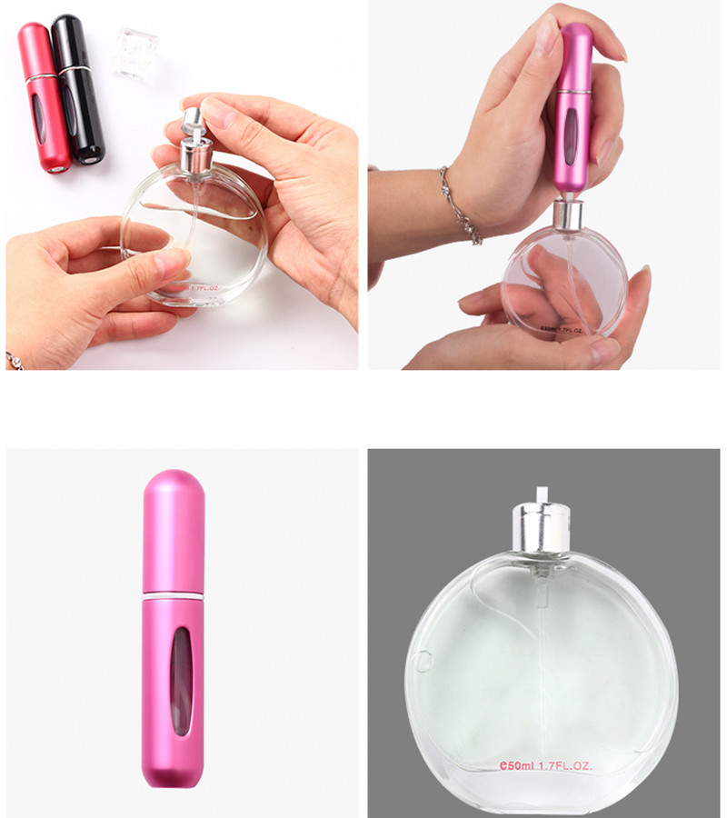 Perfume Atomizer Spray Aluminum Cosmetic Bottles 80*16.5mm Reusable 5ml 8ml