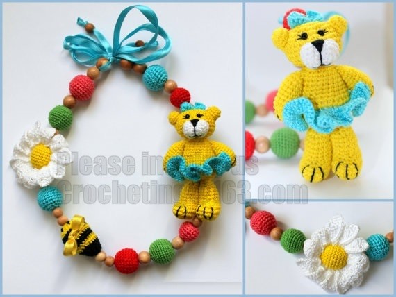 Teething necklace,Breastfeeding Necklace for Mom,Teething toy, pistachio