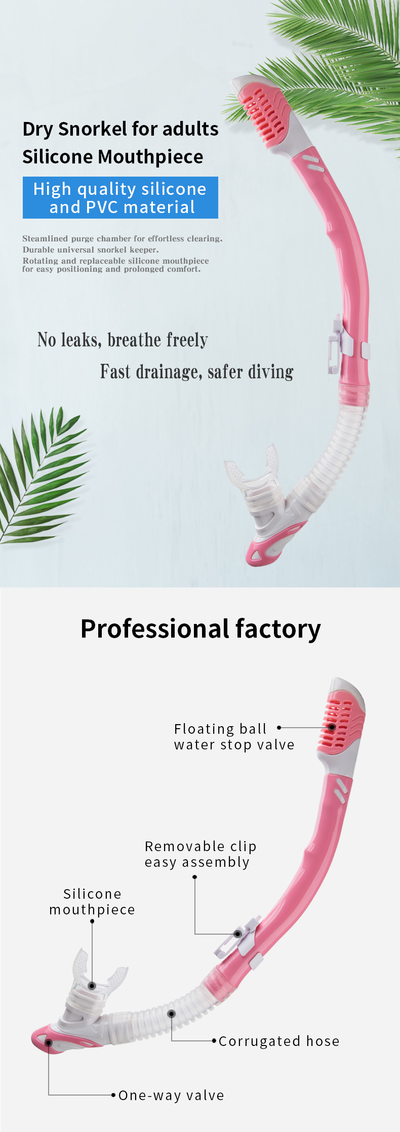 Tempered Glass Lens Scuba Diving Snorkel Mask Set For Youth Adult