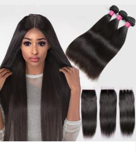 China Silky Straight Remy Indian Human Hair Weave Bundles With Closure wholesale
