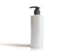 White Cylinder PET Cosmetic Bottles With Black Plastic Pump Dispenser