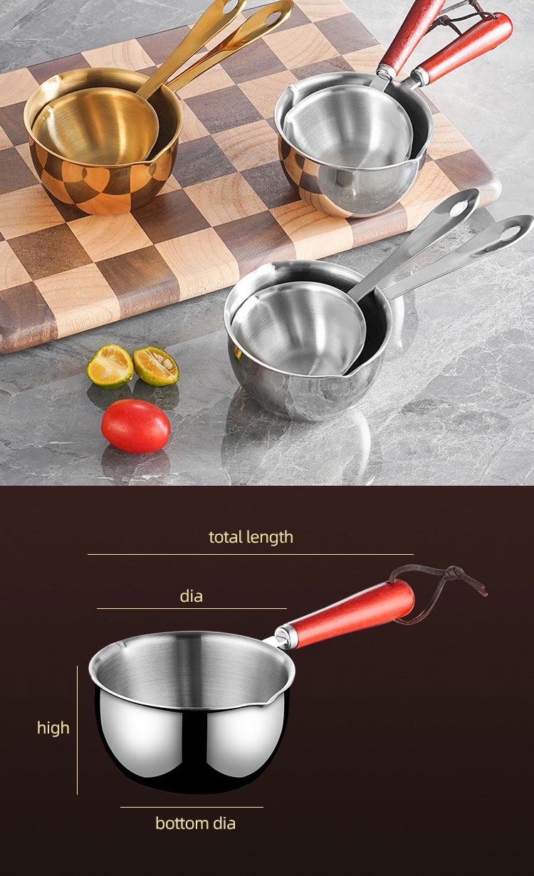 New Arrival Cooking Pot 18/8 Stainless Steel Frying Egg Pot Pan Cooking Pan Spilled Oil Pot With Wooden Handle