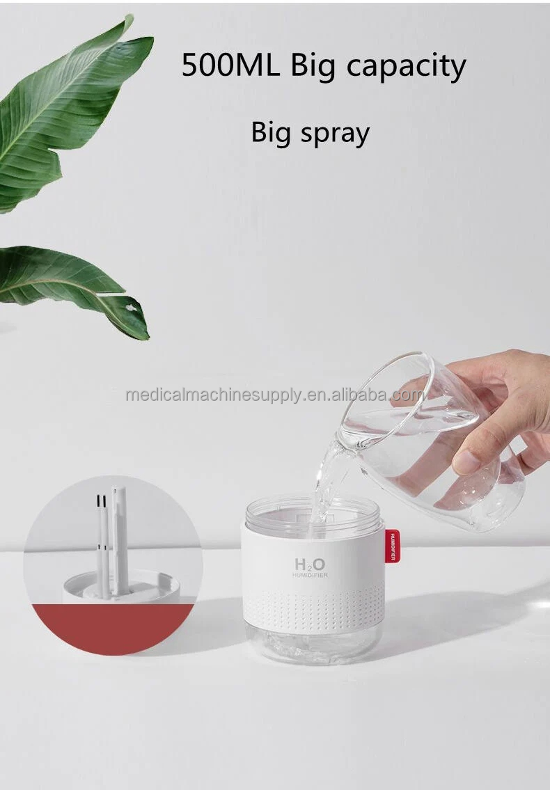 Portable H2O Humidifier Cool-Mist Impeller Humidifier with ABS PP Silica Gel Material
