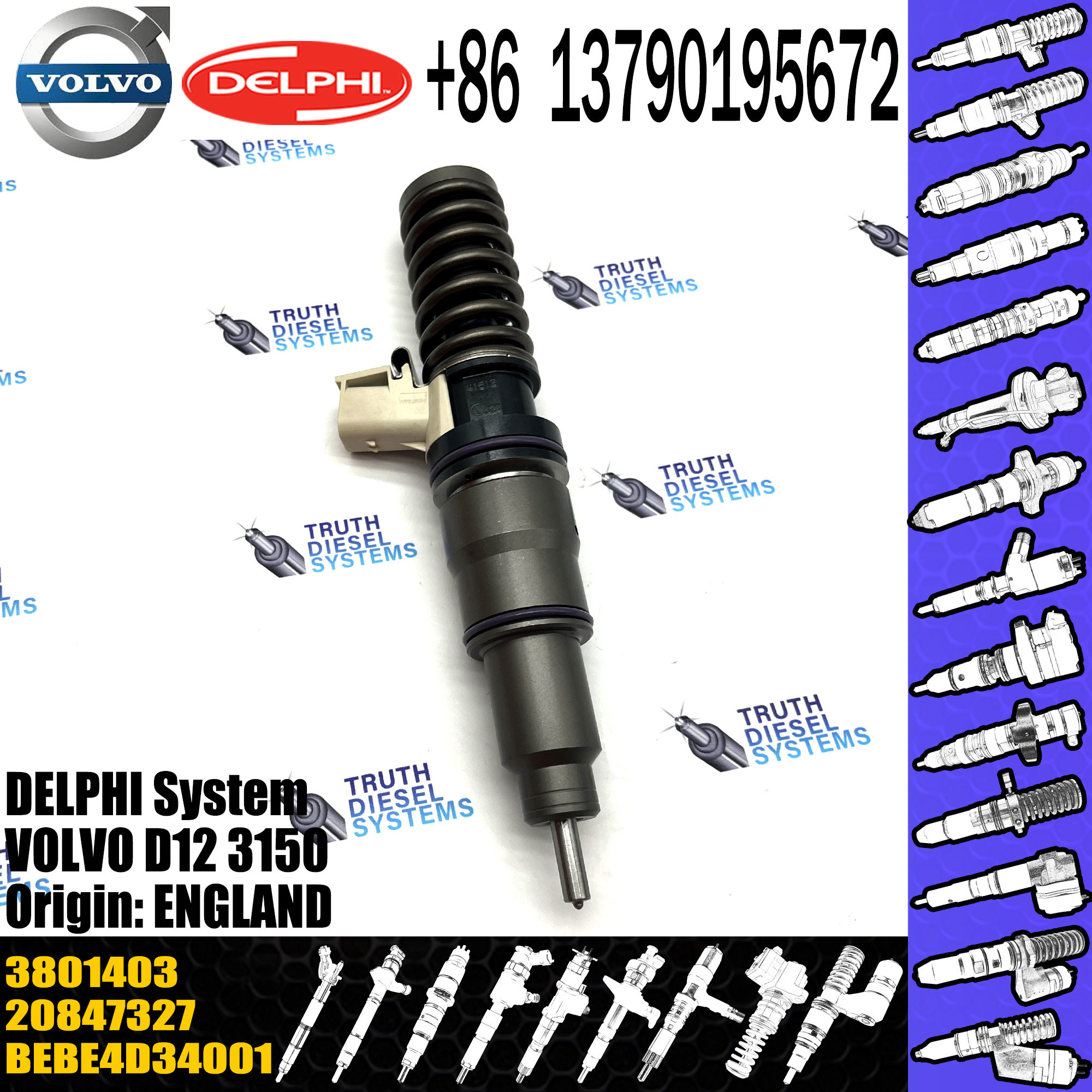 Diesel Injector BEBE4D03201 BEBE4D03001 BEBE4D03101 BEBE4D34001 3801403 for VOL D12 3150