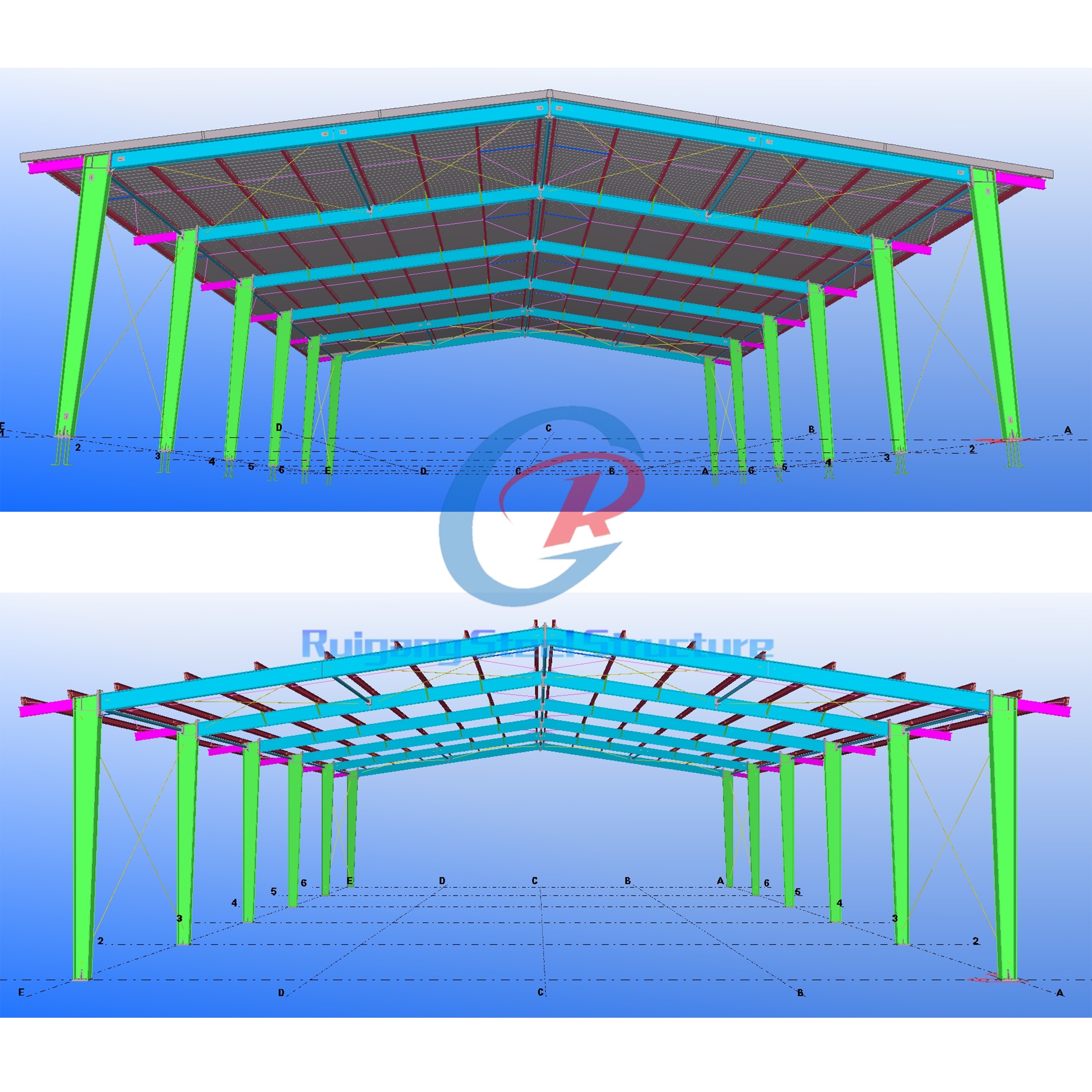 Low Maintenance Robust Steel Basketball Court Prefabricated Steel Structure Stadium