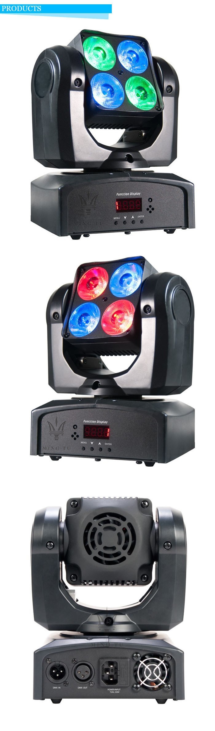 Quad Color 15W Linear Professional Show Lighting Mini Led Moving Head Zoom , Four Eyes