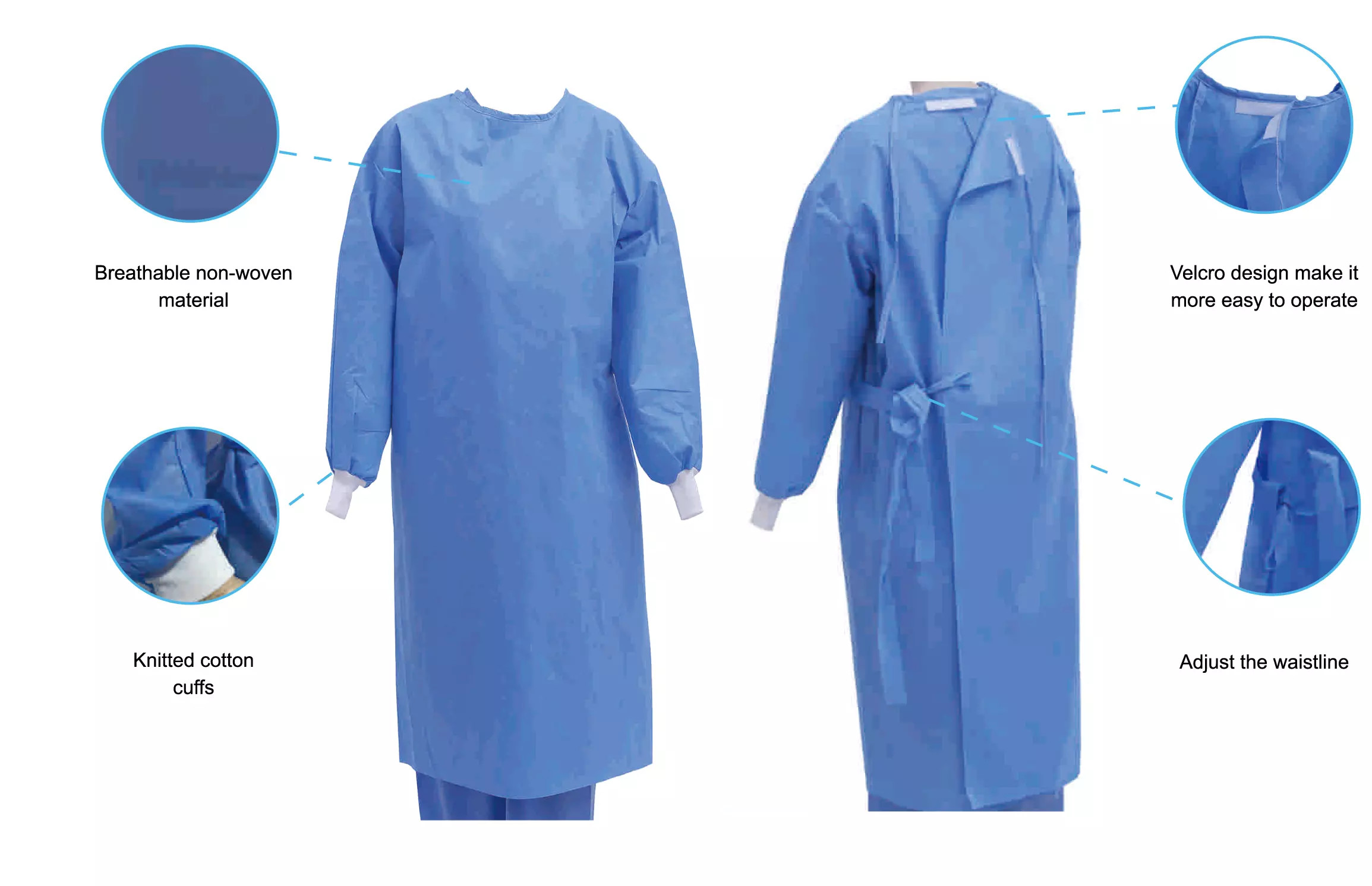 Wholesale Knitted Cutt AAMI L3 Hospital Isolation Gowns