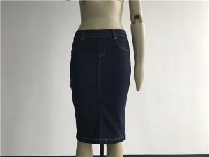China Pull On Denim Jeans Womens Pencil Skirts With Non Functional Front Pocket TW77362 wholesale