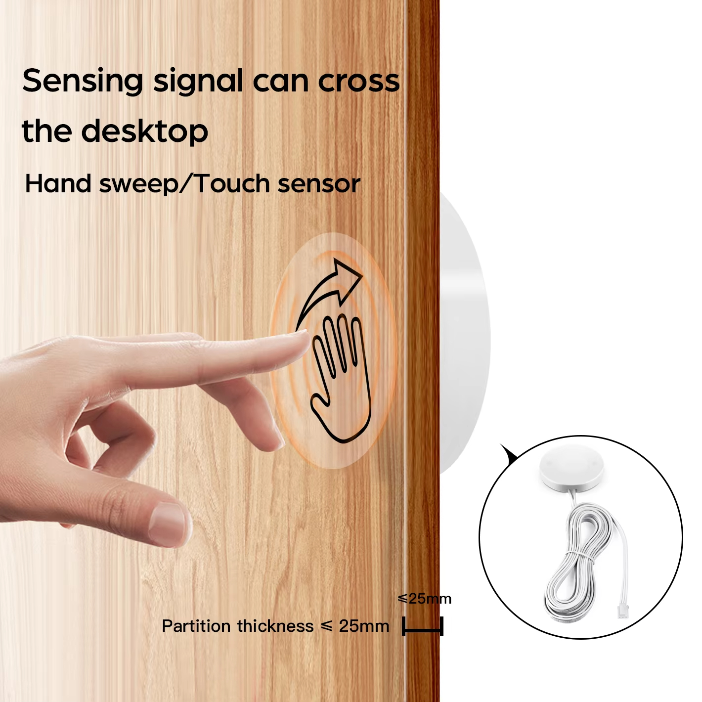 DC12V Wooden Board Smart LED Dimmer Hand Touch Sweep Switch for Cabinet DC12V Output