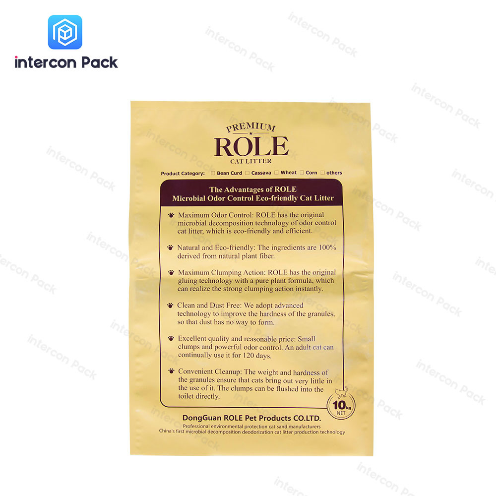 Upright Plastic Composite Kraft Paper Pouch Recyclable Degradable For Cat Litter