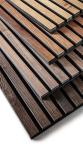 Multipurpose Dark Wood Veneer Slats Wall Soundproof Harmless