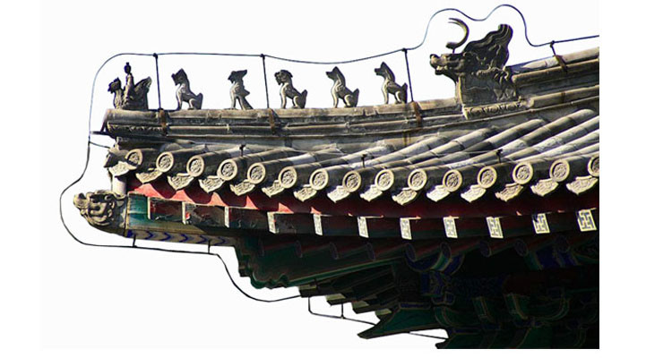 Traditional Chinese Roof Ornaments Grey Temple Unglazed Tile Decoration Figures