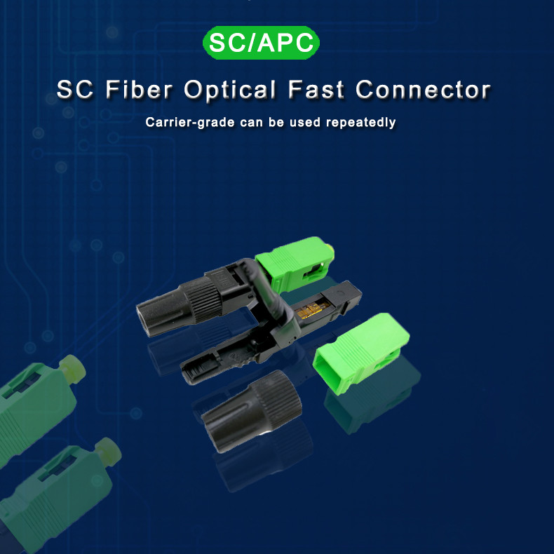 FTTH SC APC Fiber Optic Quick Connector Can be reused 55 mm Long Fast Connector