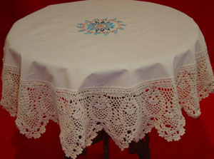 christmas tablecloths cotton and linen, Tablemat, Corcheted Lace Table linen, Tablecloth