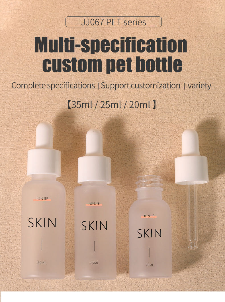 1oz 30ml PET Plastic Bottle Luxury Push Button Dropper Bottle Clear Scrub For Serum And Lotion