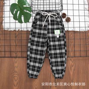 China Full Length Casual Girls Grid Pattern Pants 42cm To 68cm wholesale