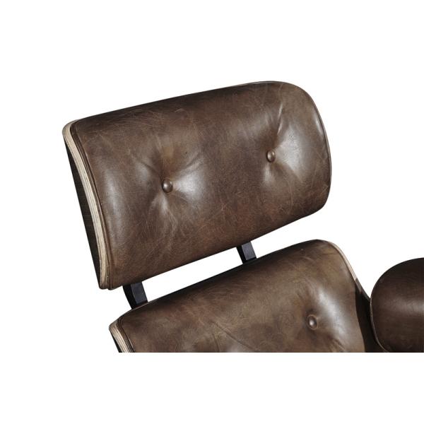 Vintage Industrial Leather Eams Leisure Swiviel Chair Bend wood Frame