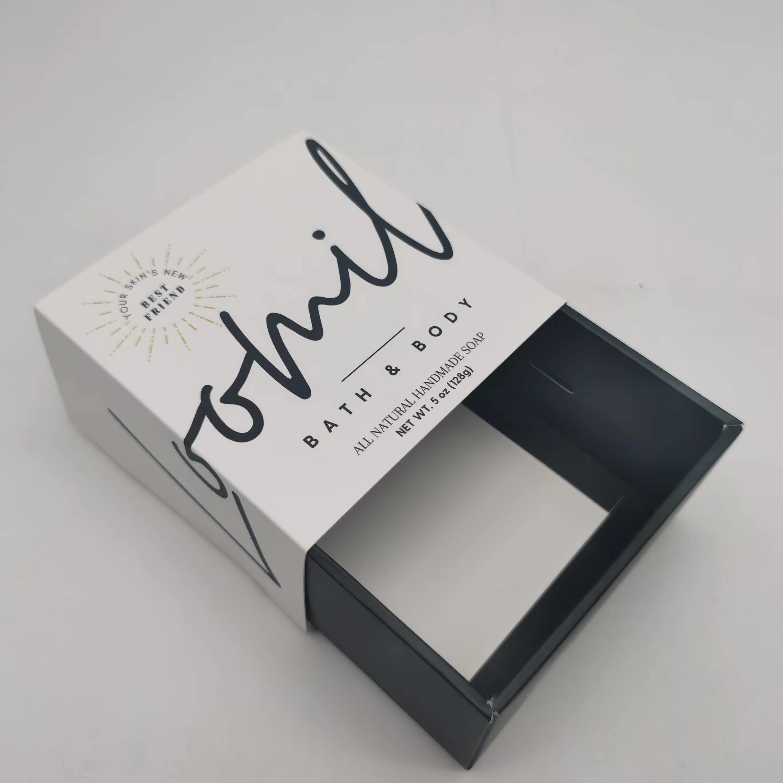 Slide Drawer Printed Cosmetic Boxes, Custom Designed Foldable Soap Packaging Box