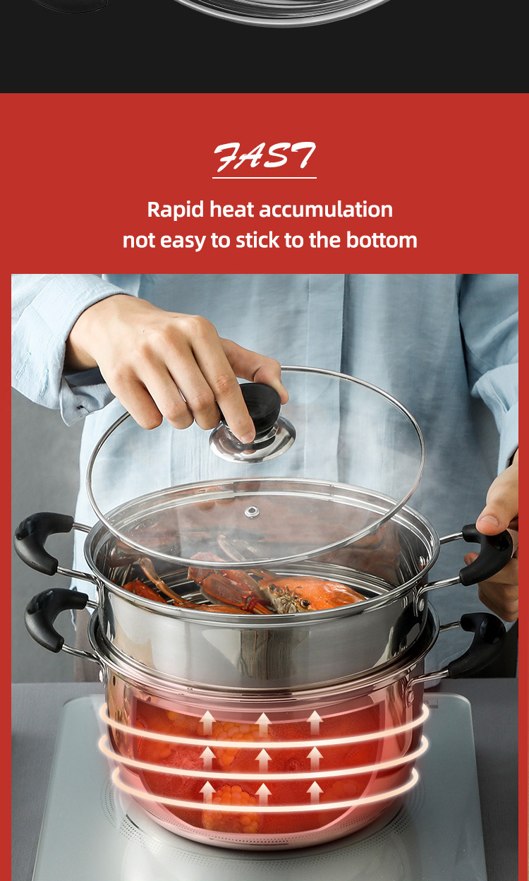 Wholesale TOP Seller Cookware Silver Cooker Soup Pots Round Steamer Cooker Steam Cooking Pot For Kitchen