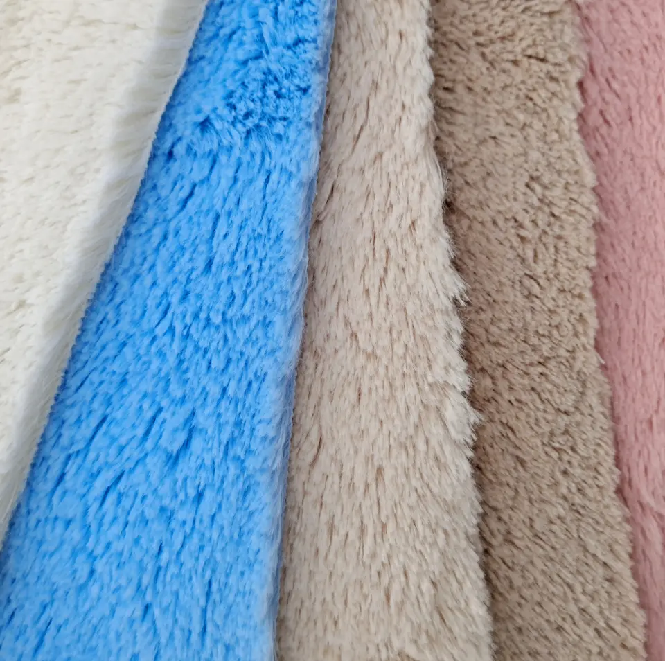 YARN DYED Plush Fabric for Soft Toys and Blankets 100% Polyester 20mm Pile Length