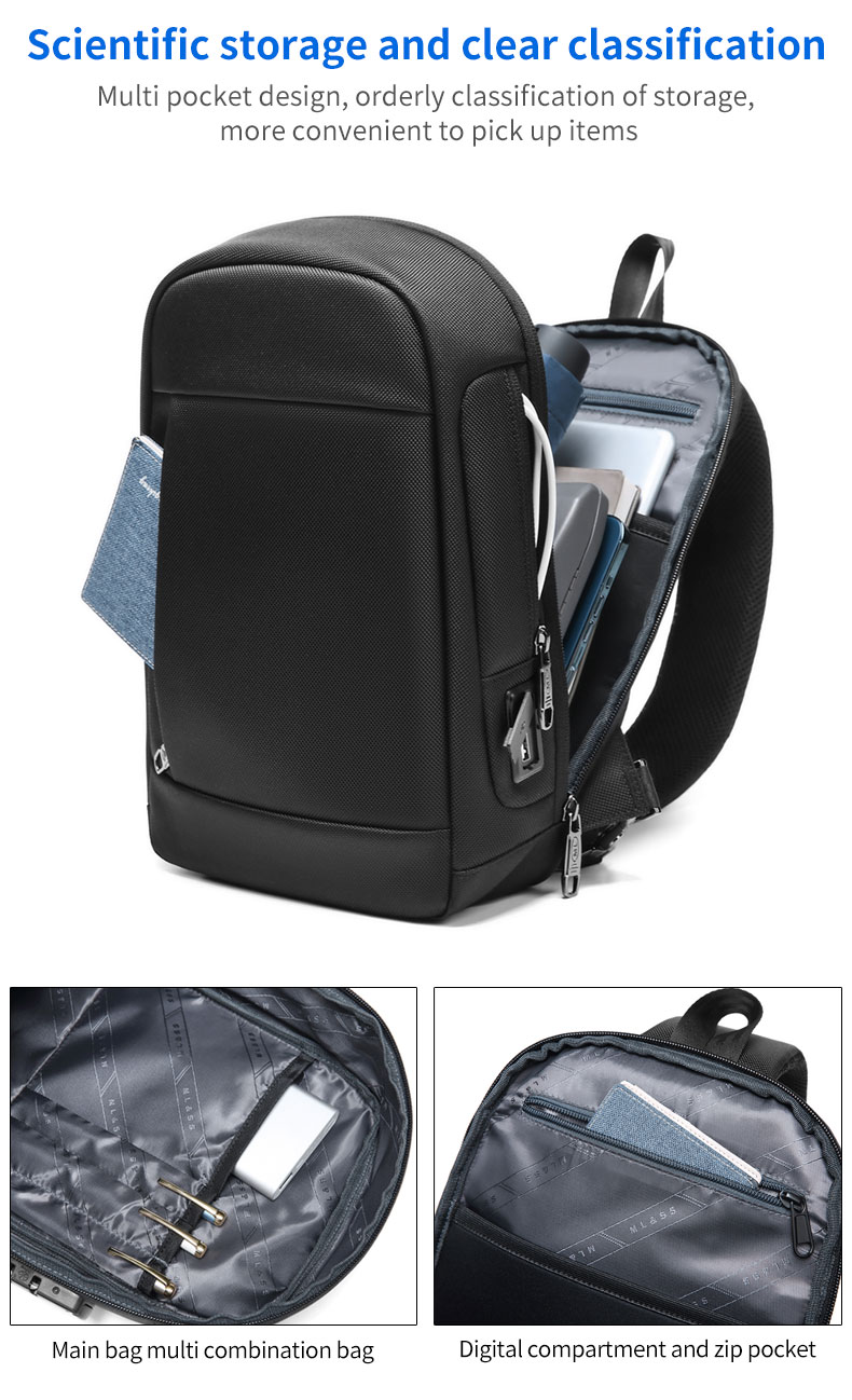 New custom logo Shoulder bag multifunctional waterproof anti theft chest bag men sling bag