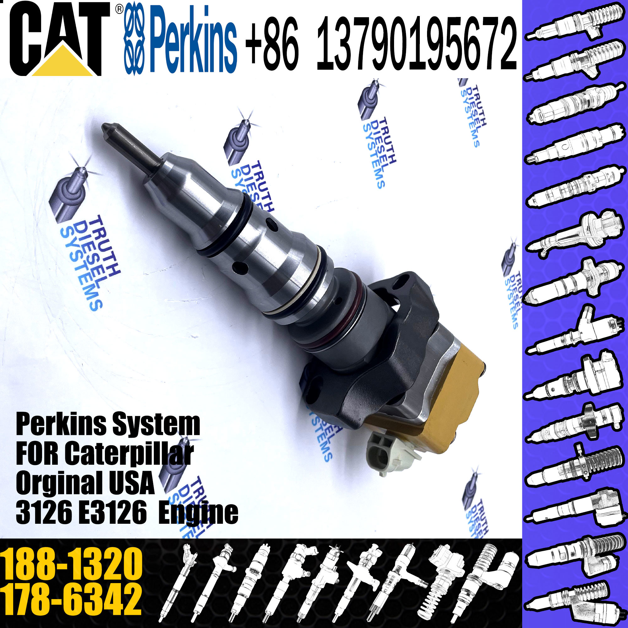 diesel fuel injector 178-6342, 177-4752,188-1320,196-4229 fuel injector for 3126 3126B