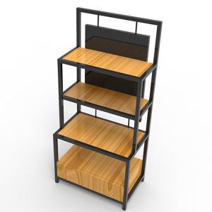 China Length 650mm Width 350mm Iron And Wood Shelves , Iron And Wood Bookshelf Black wholesale