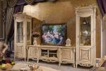 Antique Marble Top TV Stand Classic wooden cupboard designs modern living room