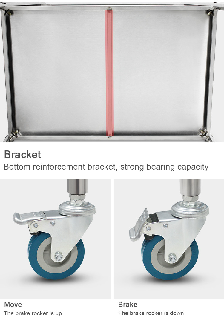3 Layer Hospital Stainless Steel Medical Instrument Trolley