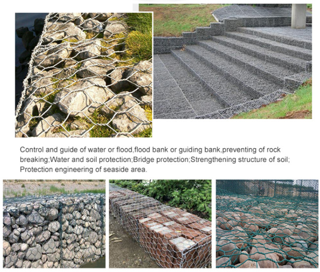 8x10cm Galvanized Gabion Box 4mm Galvanized Hexagonal Wire Mesh Easy Assembled