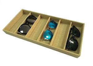 China Fabric Wood 6 Pairs of Sunglasses Display Storage Case Small Eyeglasses Tray wholesale
