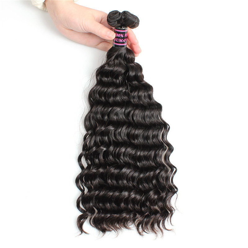 100% Unproducessed Natural Color Doble Wefted Virgin Indian Hair Deep Wave
