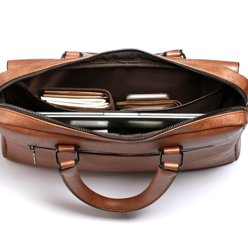 Men'S Briefcases Business Laptop Handbags Crossbody Shoulder Bag Pu Leather Bags Men Briefcase