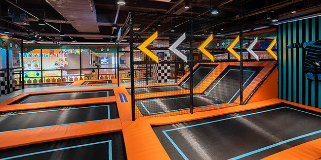 Indoor Playground Equipment Slope Trampoline , Jumping Playground ASTM F2970-13