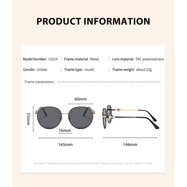 Outdoor Sunscreen Round Polarized Uv 400 Sunglasses Metal Frame