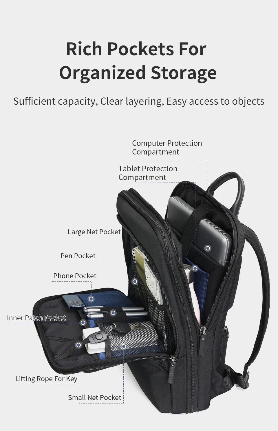 18L Business Travel Laptop Backpack Multifunction Anti Theft Mochila Daily
