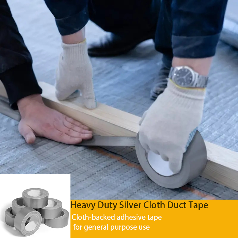 PE Silver Black Adhesive Cloth Duct Tape Indoor Outdoor 20m Length 270um Thickness