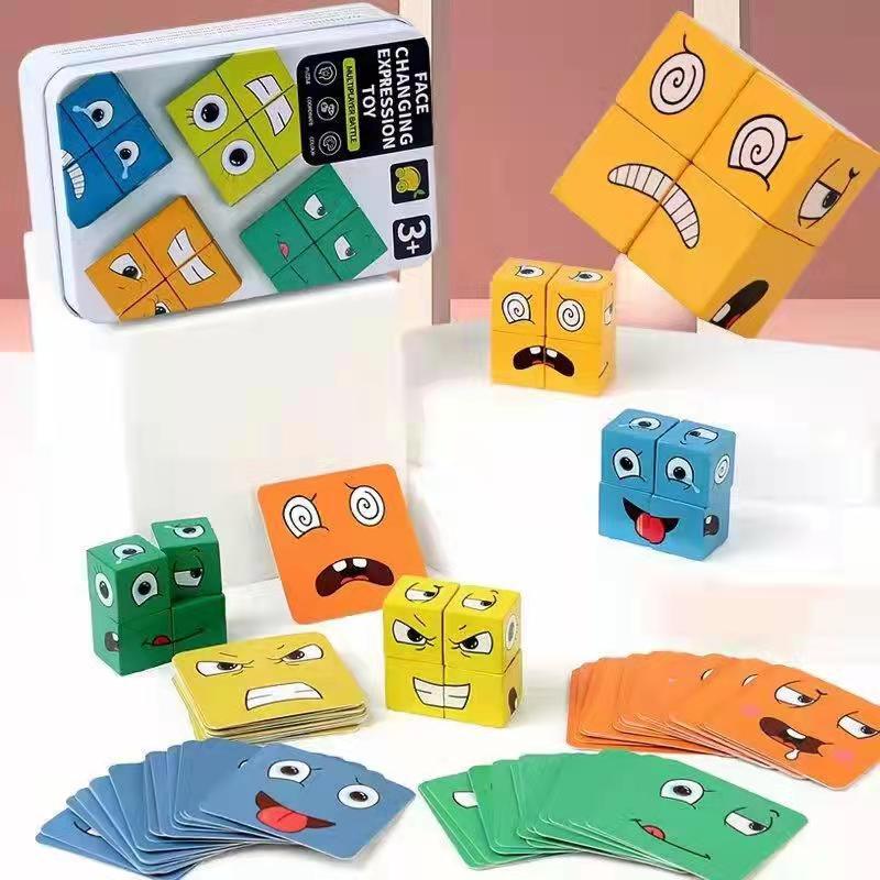 Two Person Wooden Magic Cube with Bell Building Blocks 215*215*55mm Early Education Puzzle Toy