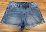 Summer Ladies Denim Shorts Women Light Wash Raw Hem Finishing Stretch