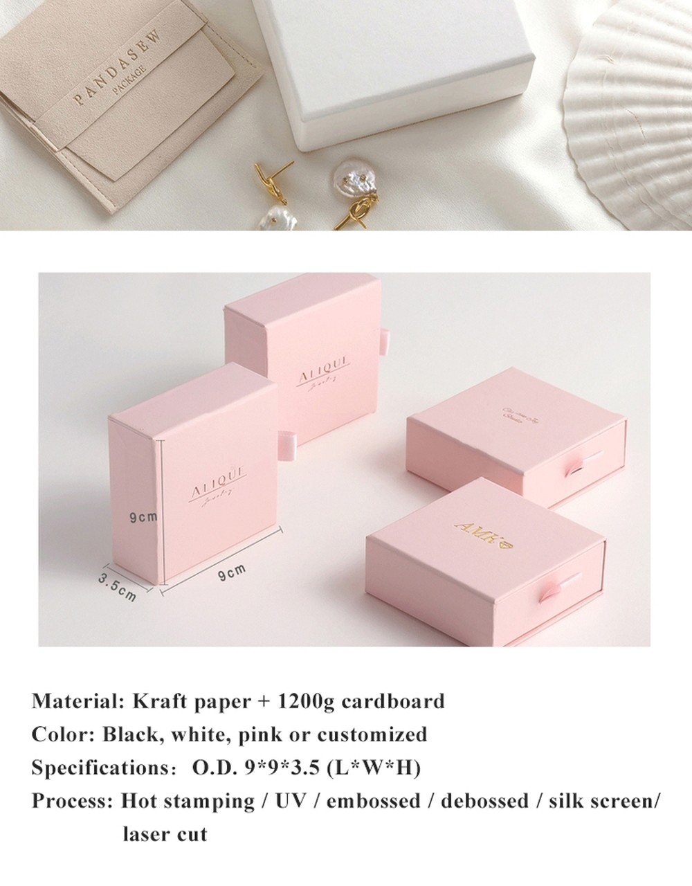 Multiple Colors Recycled Paper Jewelry Boxes , Necklace Gift Box ODM Service