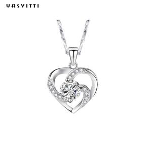 China 210mm 0.15oz 14k Gold Gemstone Crystal Necklace Festival Silver Heart Pendant ODM wholesale