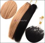 SGS Custom Human Hair Wigs , Black Micro Ring Indian Remy Hair Extensions 16