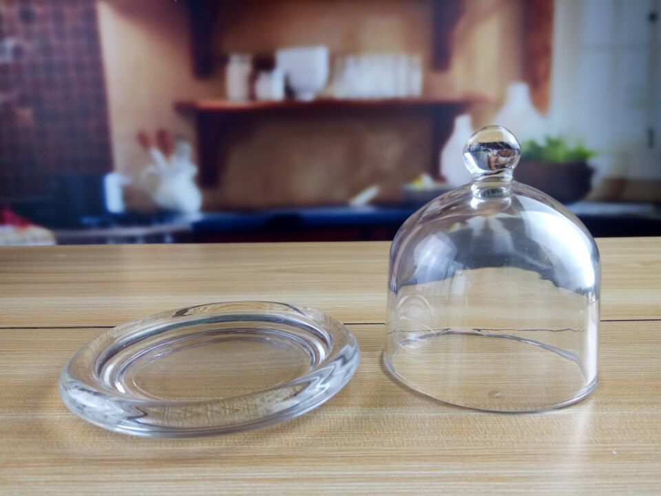 Transparent Oval Lead Free Glass Butter Keeper , Clear Butter Plate