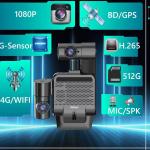 4G Road Facing 1080p Dashcam with ADAS in English/Russian/French