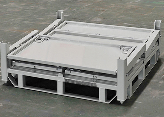 Heavy Duty Collapsible Storage Stillage Pallet Tubs With Half Drop Gate Powder Coated