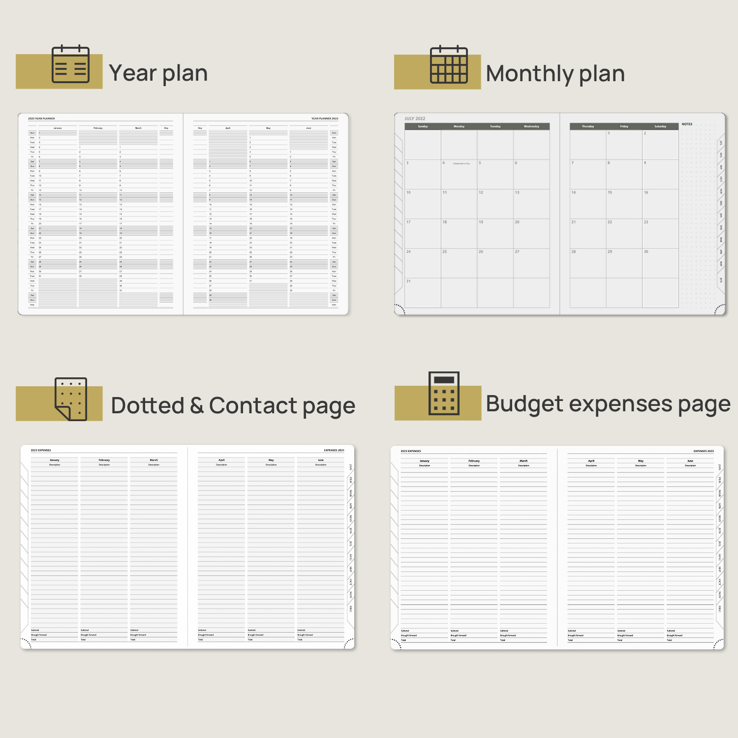 Ink Proof Customisation Weekly Planner 2023 Ivory Paper
