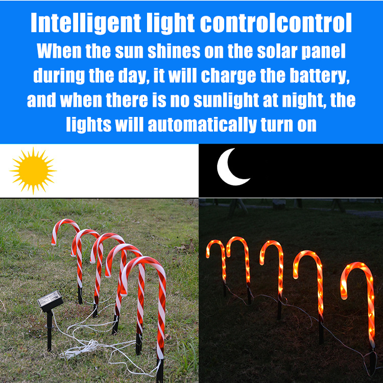 Outdoor Solar LED Lights Christmas Candy Cane Lights for Other Christmas Decorations
