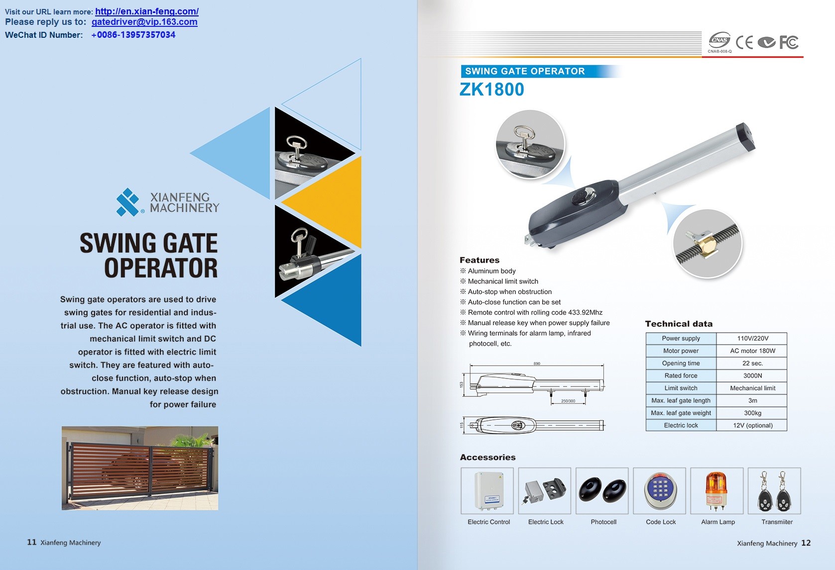 ZK300DC AC Swing Gate Operator