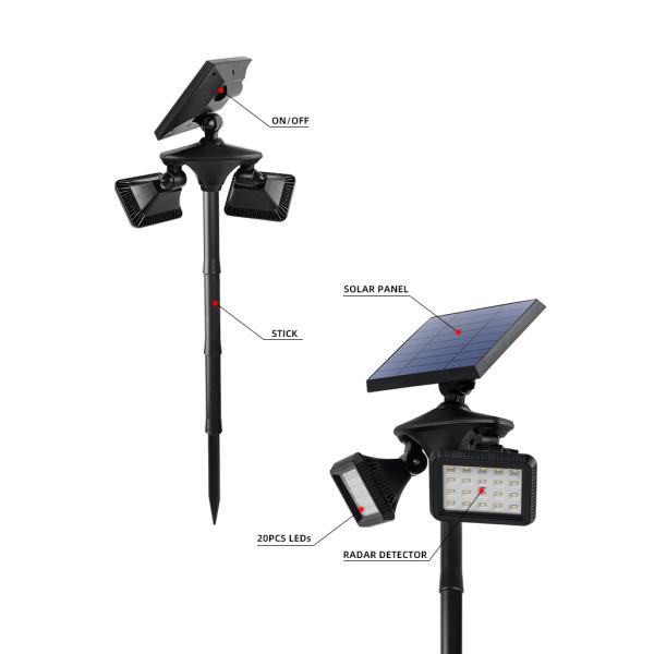 Waterproof Ip65 600LM 40 LED Solar Garden Light PIR Solar Powered Lawn Lights