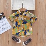 2023 fashion kids floral print top trend summer lapel boy short sleeve shirt